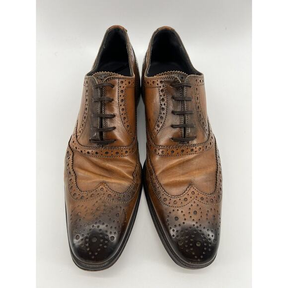 To Boot New York Viceroy Brogue Wingtip Leather Oxfords Cognac Brown Men’s 9.5 - Picture 2 of 12